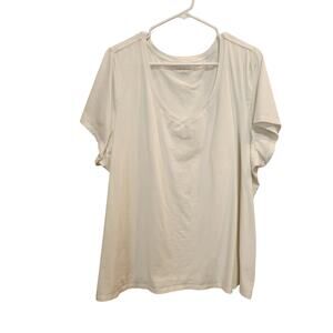 Lane Bryant White Tee Classic Casual Pullover Modal V-Neck T-Shirt Size 22/24